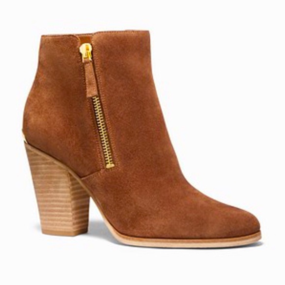 Brown Cognac Michael Kors Heeled Booties - Picture 1 of 6